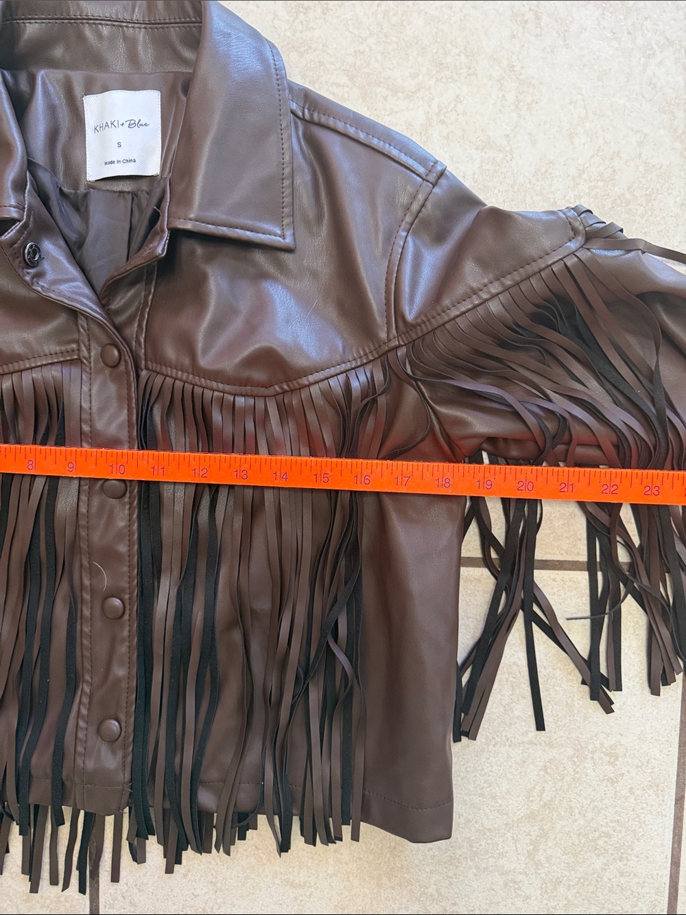 Cropped Brown Leather Fringe Jacket - Women - Picture 4 of 6